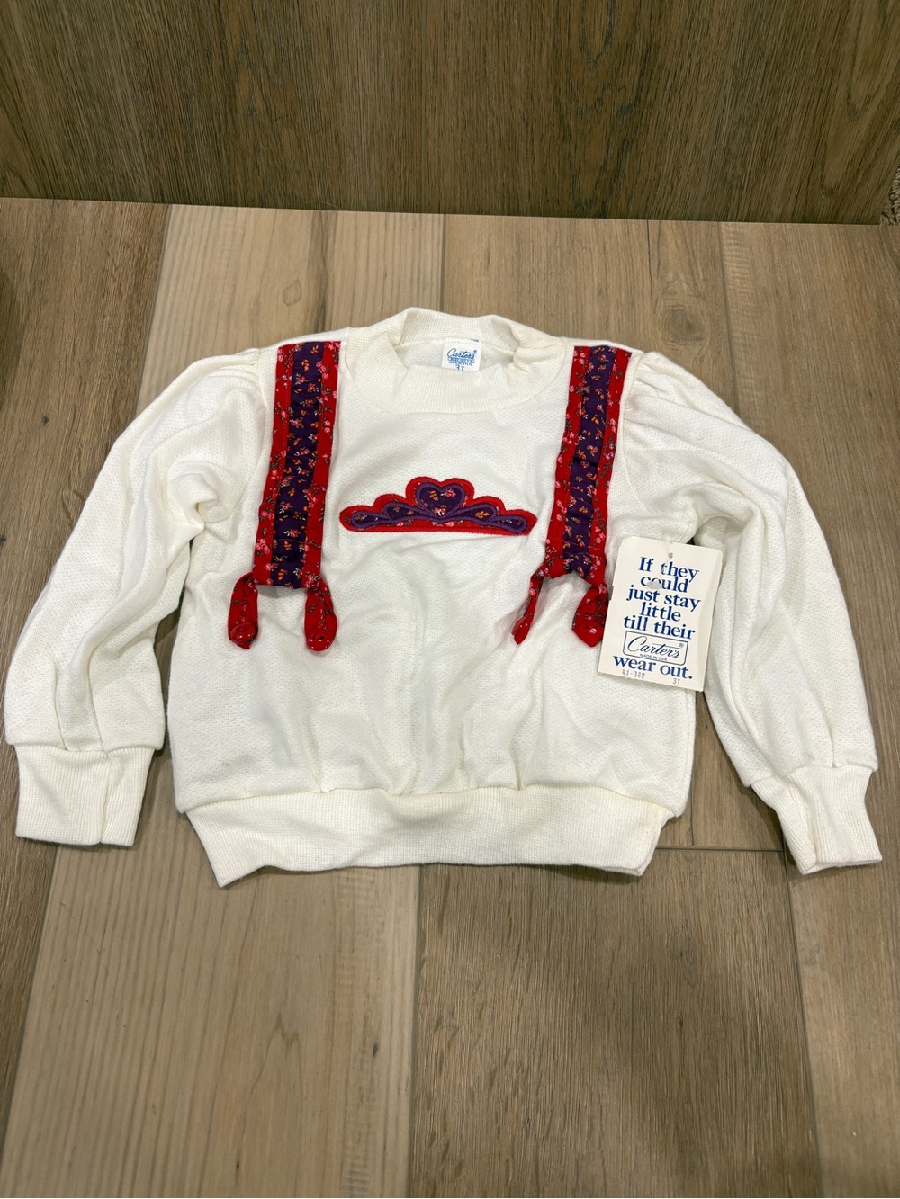 Vintage Carters USA made Acrylic Crew Pullover Deadstock New 3T